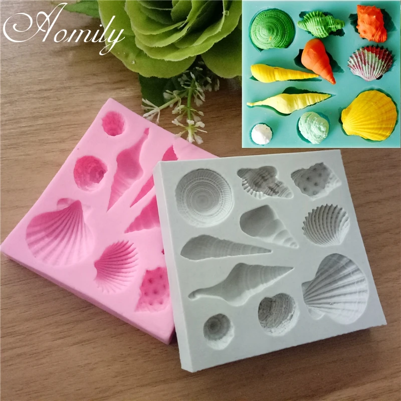 

Aomily 10 видов стилей 3D в форме раковины силиконовый DIY кондитерский ледяной блок для шоколада, желе, конфет Форма для пирога, посуда для выпека...