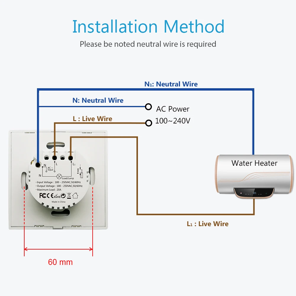 EU WiFi Boiler Water Heater Switch 4400W Tuya Smart Life App Remote Control ON OFF Timer Voice Google Home Alexa Echo | Обустройство