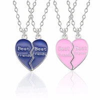 best friend forever jewelry best friends necklace for women blue pink bff broken love heart pendant unisex necklacespendants