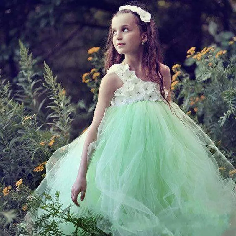 

Mint Green Tutu Kids Pageant Ball Gowns Ruffles Puffy communion dresses for girls flower girl dresses for weddings