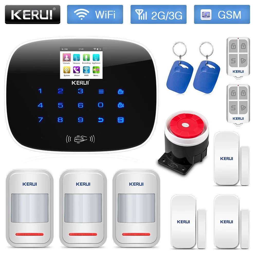 KERUI W192 Беспроводная охранная сигнализация 3G GSM 2 4G WIFI PSTN для домашней безопасности