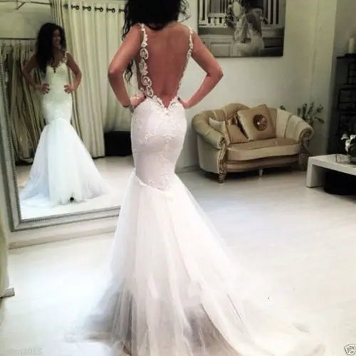 Мусульманское свадебное платье с открытой спиной Vestido De Noiva Русалка на тонких