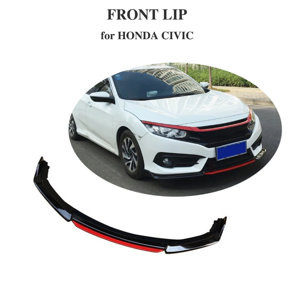 Передний спойлер бампер фартук для подбородка Honda for Civic 10 2016-2018 полипропиленовый