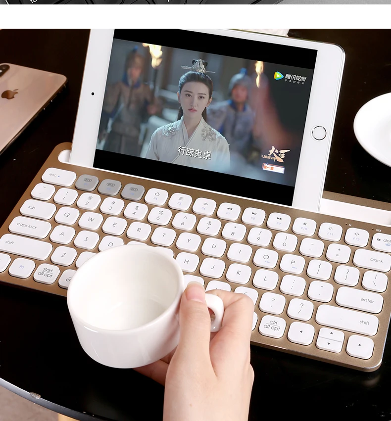 Алюминиевая Bluetooth беспроводная клавиатура 78 клавиш, перезаряжаемая и ультратонкая клавиатура перезаряжаемая для компьютера/ноутбука/планшета/телефона