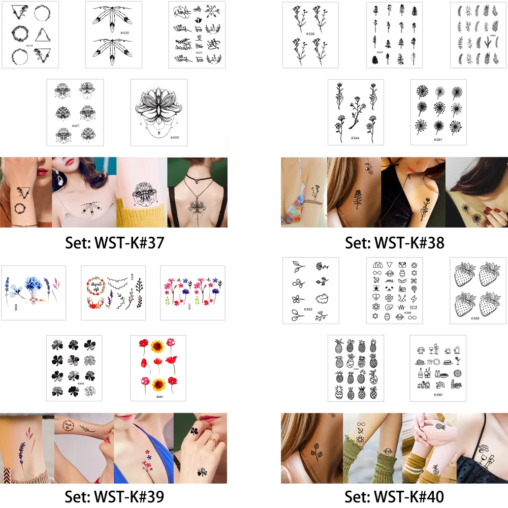 Glaryyears 5 шт./компл. цветной рисунок цветок WST-K тату красота Временная Наклейка на