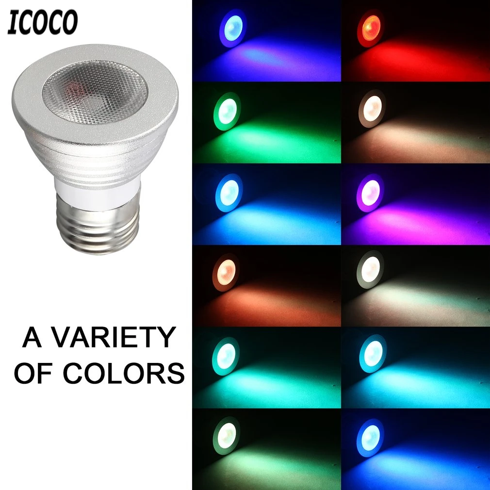 Светодиодная лампа ICOCO E27 5 Вт многоцветная сменная RGB с дистанционным управлением