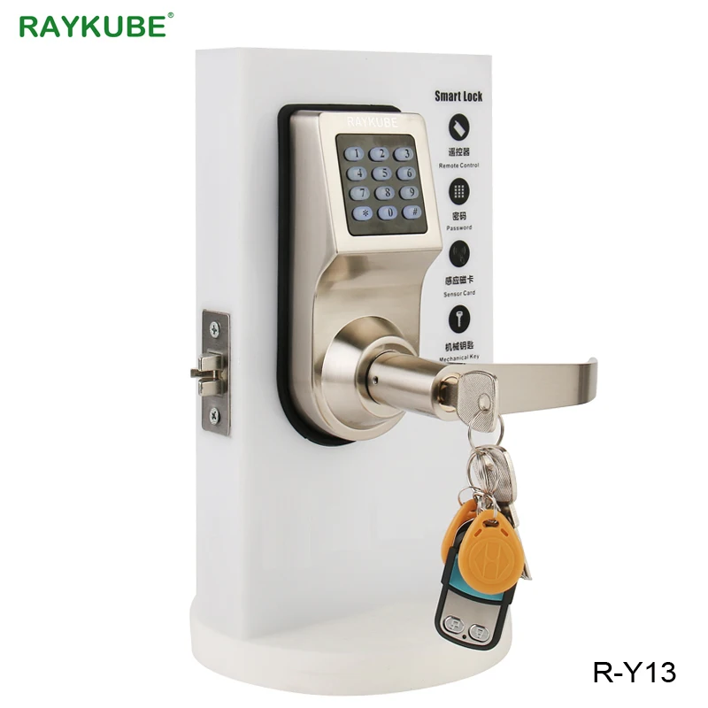 RAYKUBE цифровой электронный дверной замок с RFID пароль клавиатуры дистанционное