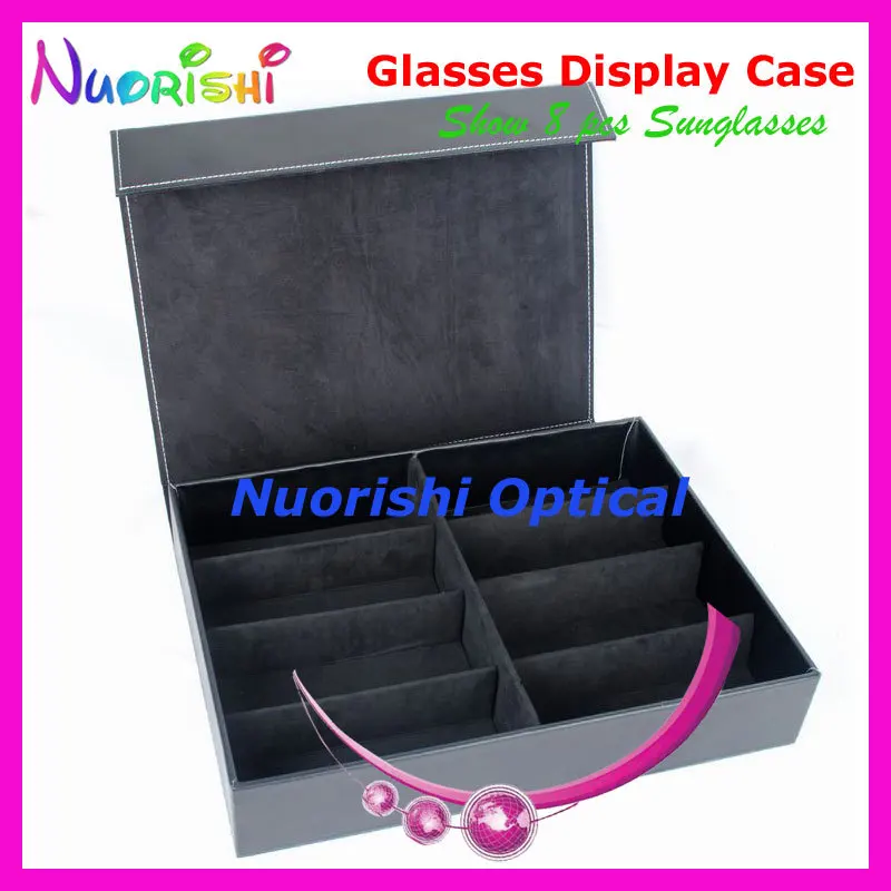 Черный Кожаный Дисплей для хранения образцов Коробка лоток 8 шт солнцезащитные