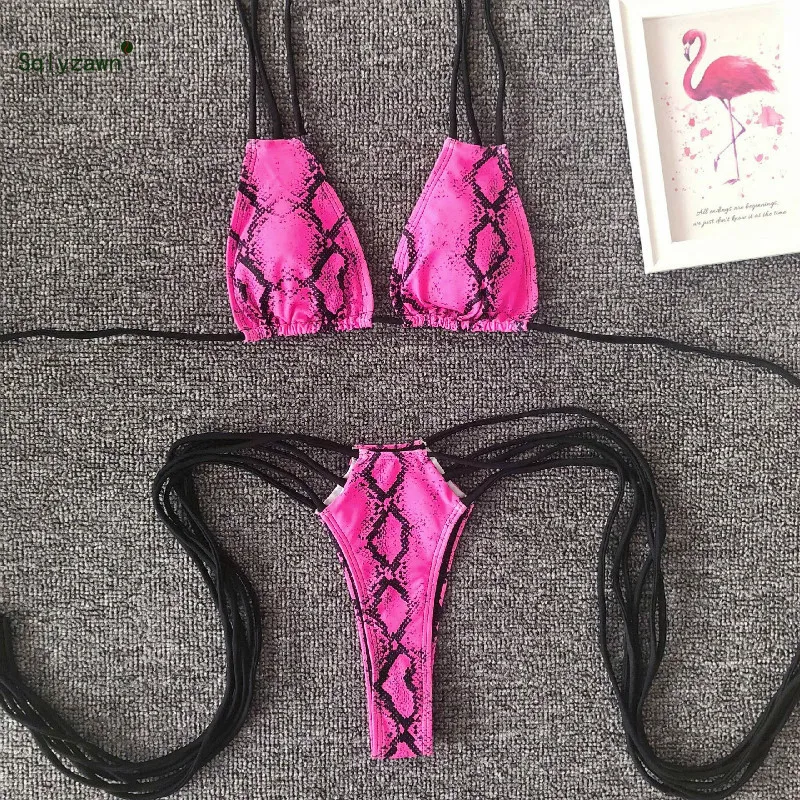 Женский летний комплект из 2 предметов со змеиным принтом короткий топ на