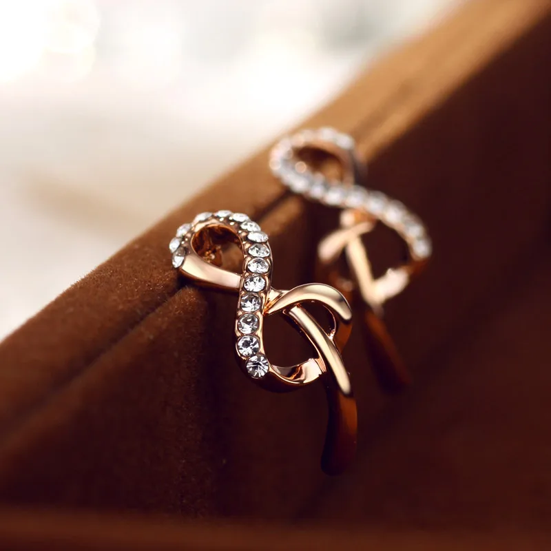 Neoglory австрийские стразы серьги гвоздики элегантный дизайн розовое золото цвет