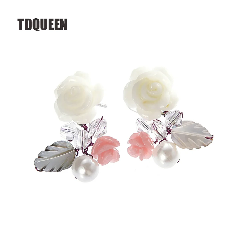TDQUEEN трендовые серьги гвоздики Женские Висячие жемчужные бусины Brincos раковина