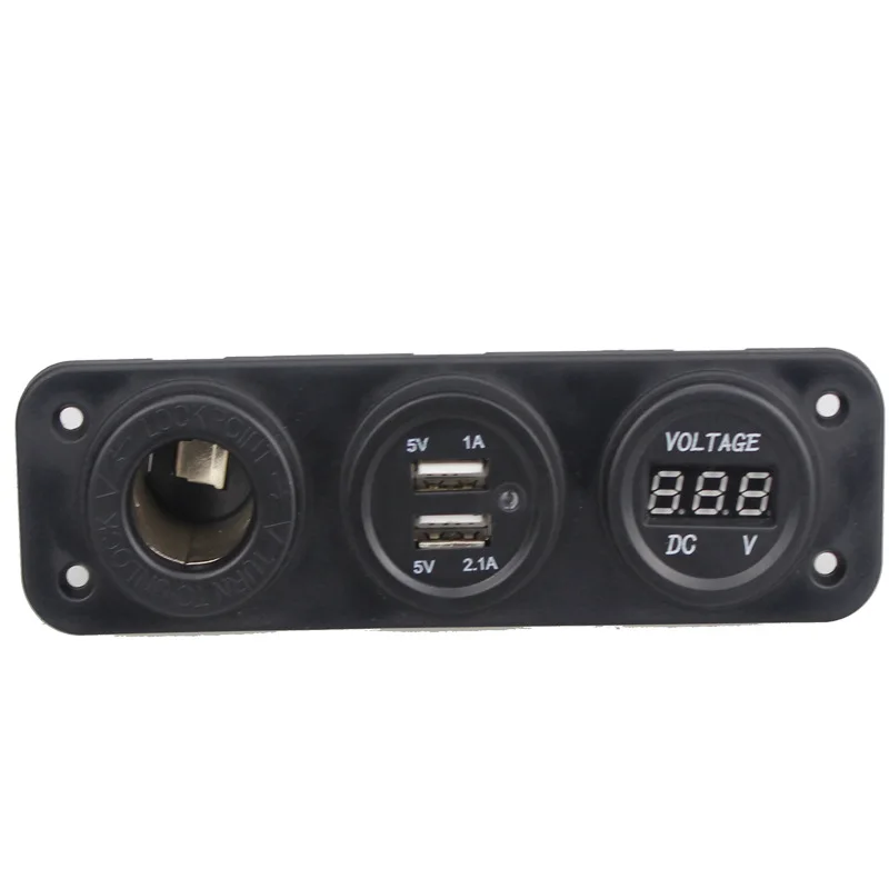 Мотоцикл автомобильное зарядное устройство штекер двойной USB адаптер+ 12 В/24 В прикуриватель синий светодиодный+ Цифровой вольтметр мобильного телефона