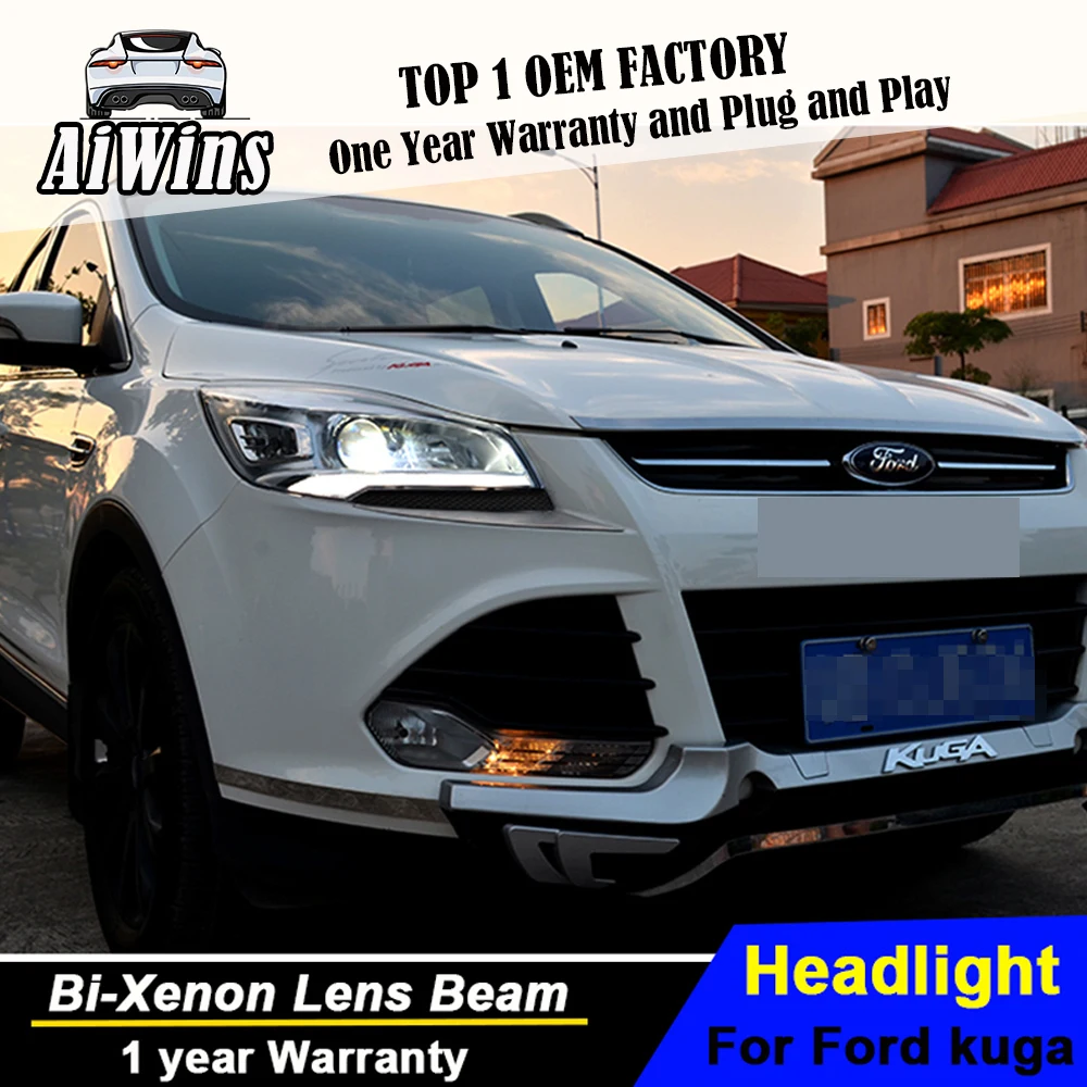 Aiwins автомобильный Стайлинг для фар Kuga Новый поход Оригинальный светодиодный DRL Bi