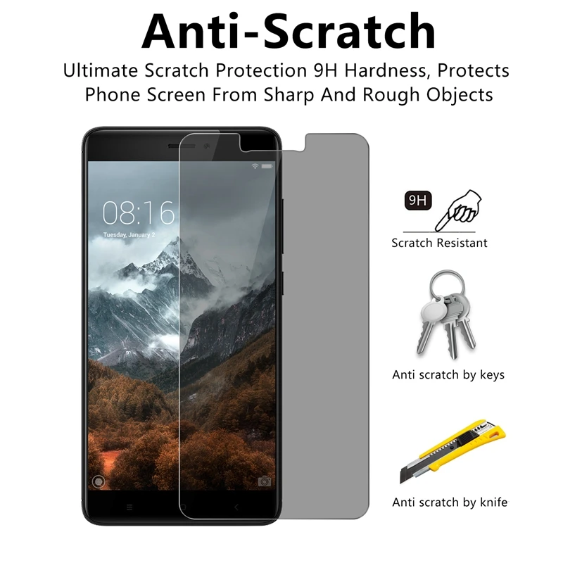 JGKK анти шпионское надежное Закаленное стекло протектор экрана для Redmi 4A 4X Pro