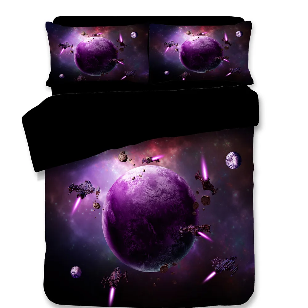 3D постельного белья Звездные войны фиолетовый Galaxy небо кровать набор космического пространства постельное белье 3 шт./4 шт. Twin /queen Размеры 3D Фиолетовый Постельное белье