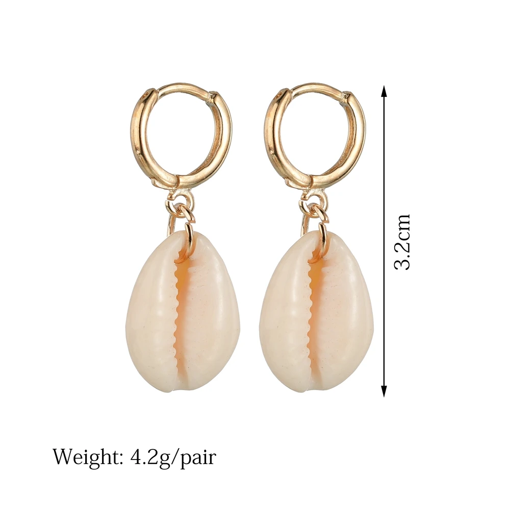 MissCyCy Bohemian Natural Sea Shell Earrings For Women Fashion Geometric Big Circle Earrings Female Hoop Earrings