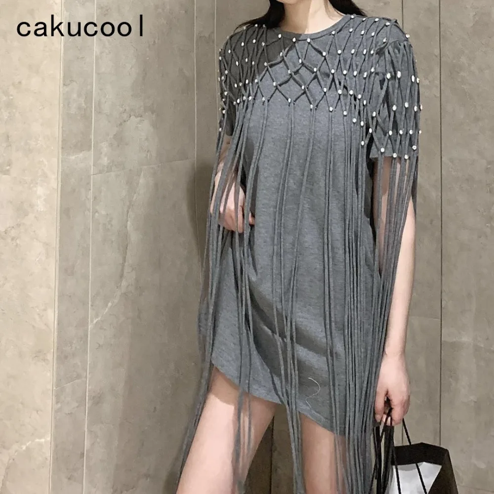 Cakucool/летнее платье с короткими рукавами облегающее Повседневное кисточками