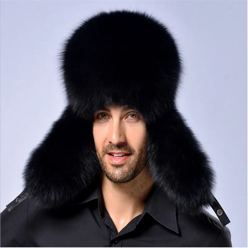 

шапка Fashion Men Winter Causal Warm Raccoon Fur&Lamb Leather Russian Cossack Trapper Hat One Size Three Colors For Adult