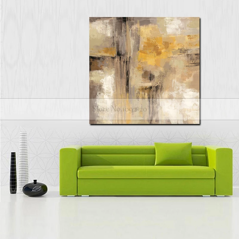 

Hand Painted Modern Abstract Yellow White Oil Painting On Canvas Living Room Home Wall Abstract Oil Picture for Decoration Arts