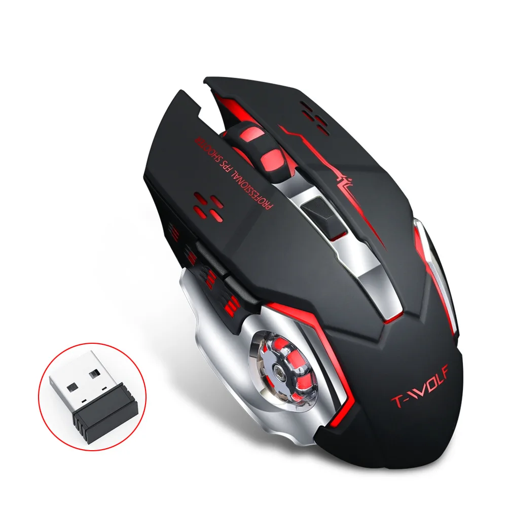 Gearwheel Беспроводная подзарядка подсветка светящаяся игровая мышь USB PUBG 2 4 GHz 2400
