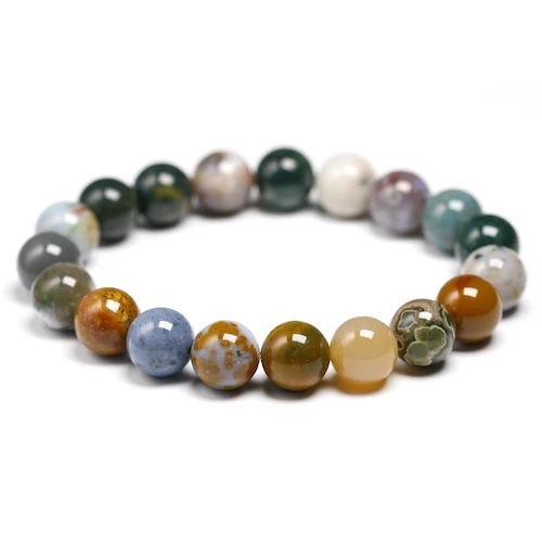 Beads 10mm Натуральная океанская яшма, камень 6 8 10 мм, нитка круглых бусин, браслет, ювелирные изделия для женщин и мужчин, Океанский Агат, ювелирное изделие, подарок для влюбленных - Цвет камня: Beads 10mm