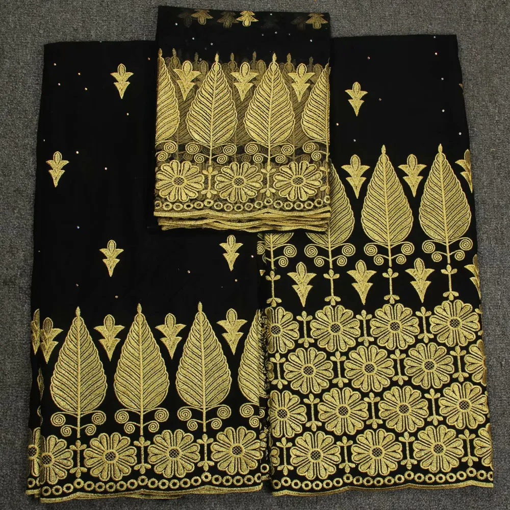 Желтый Гвинейская парча ткани dentelle tissu африкен Базен riche с камнями французским