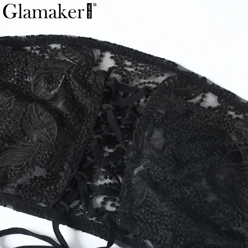 Женский комбинезон Glamaker черный кружевной из двух предметов сексуальные