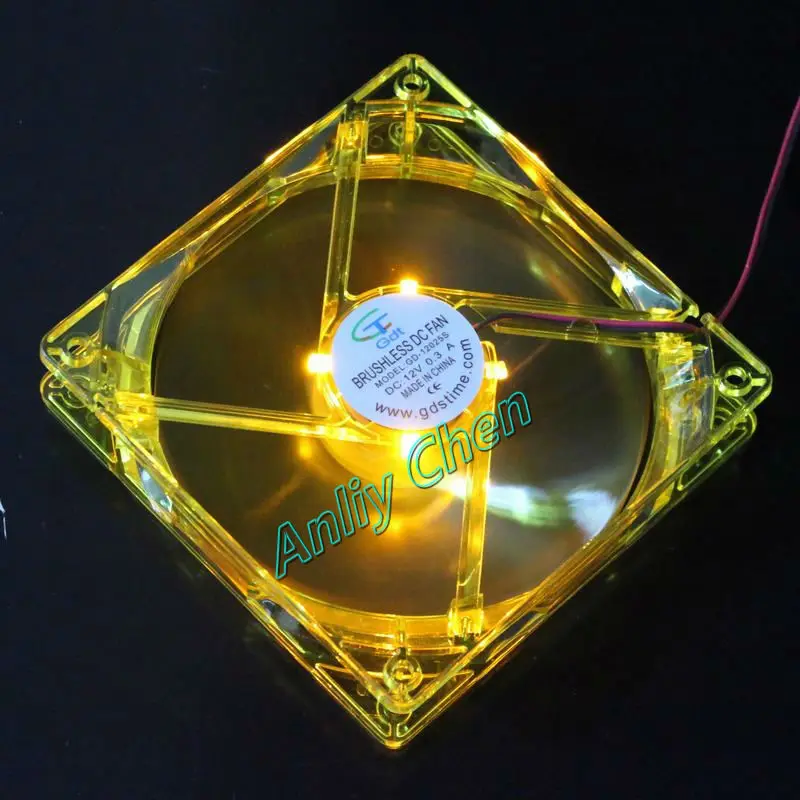 500 штук в партии 120 мм 25 12 см PC чехол для компьютера DC 12V желтый LED 4Pin Вентилятор