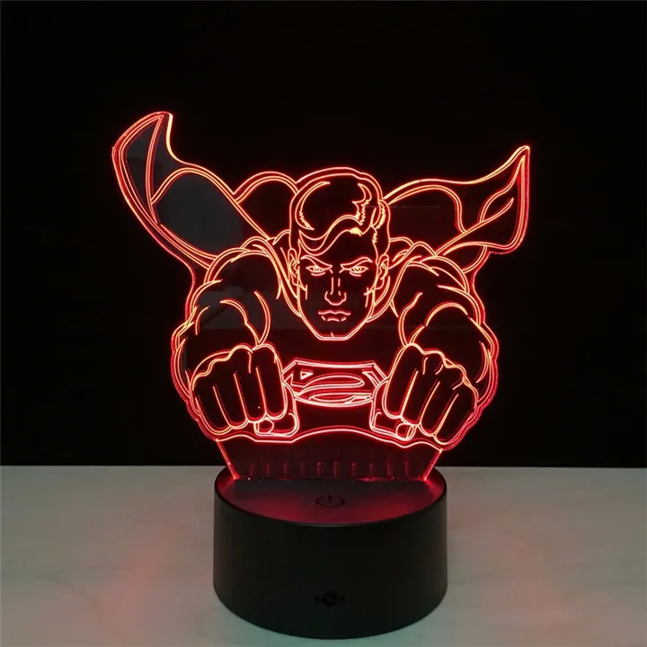 Новый цвет ful Luminaria супергерой Летающая фигурка Супермена меняющий светильник