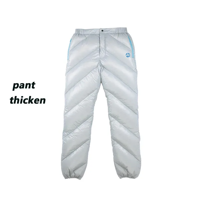 gray thicken pant AEGISMAX, для взрослых, унисекс, для спорта на открытом воздухе, пуховые штаны, сверхлегкие, заполняющие 95% белый гусиный пух, сохраняющие тепло, водонепроницаемые, для кемпинга, зимние брюки - Цвет: gray thicken pant