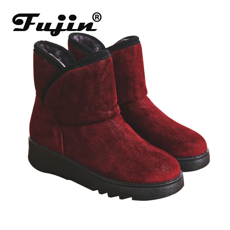 Fujin/женские зимние ботинки Сезон осень зима Теплая женская обувь из хлопка с