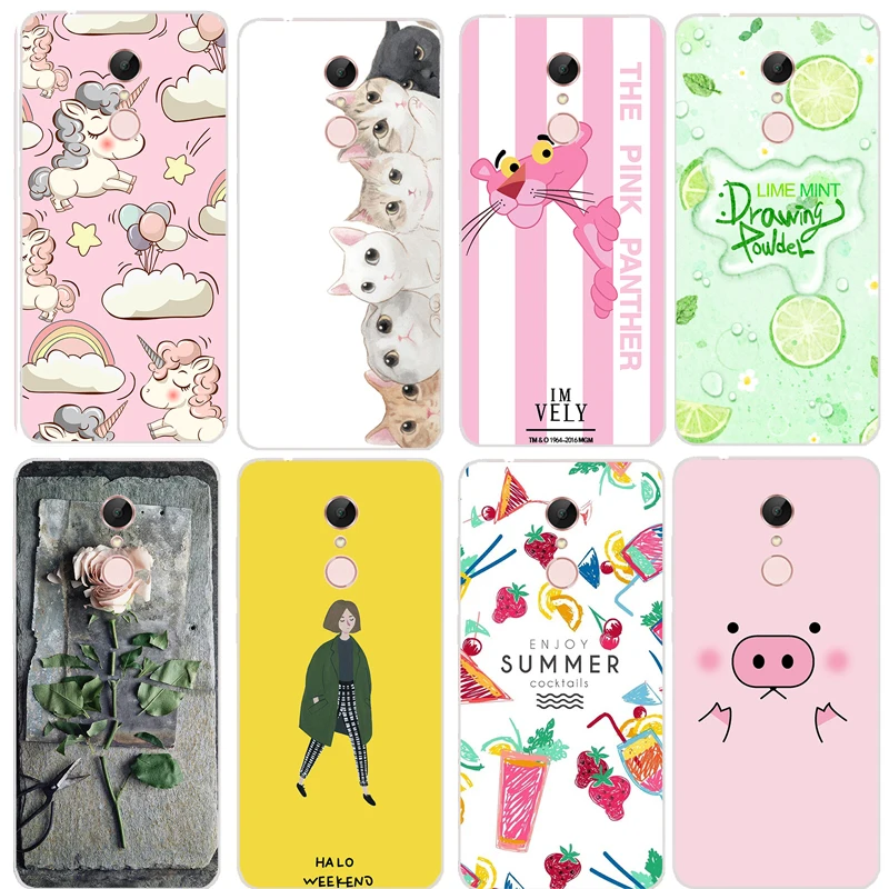 Xiaomi redmi 5 plus Case Cover TPU For Phone Sweet Floral Cute Cat Redmi p Soft 100% |