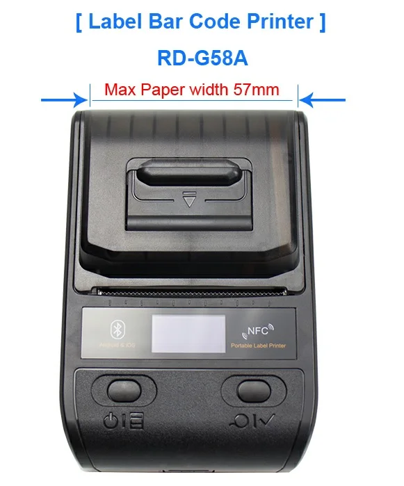 RD-G58A 58/80 мм портативный Bluetooth термопринтер мобильный принтер этикеток POS Штрих-код производитель беспроводной печати для Android/iOS/Win/Mac - Цвет: RD-G58A