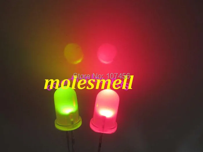 500 шт. 5 мм двойной двухцветный Полярный меняющий красный/зеленый светодиод