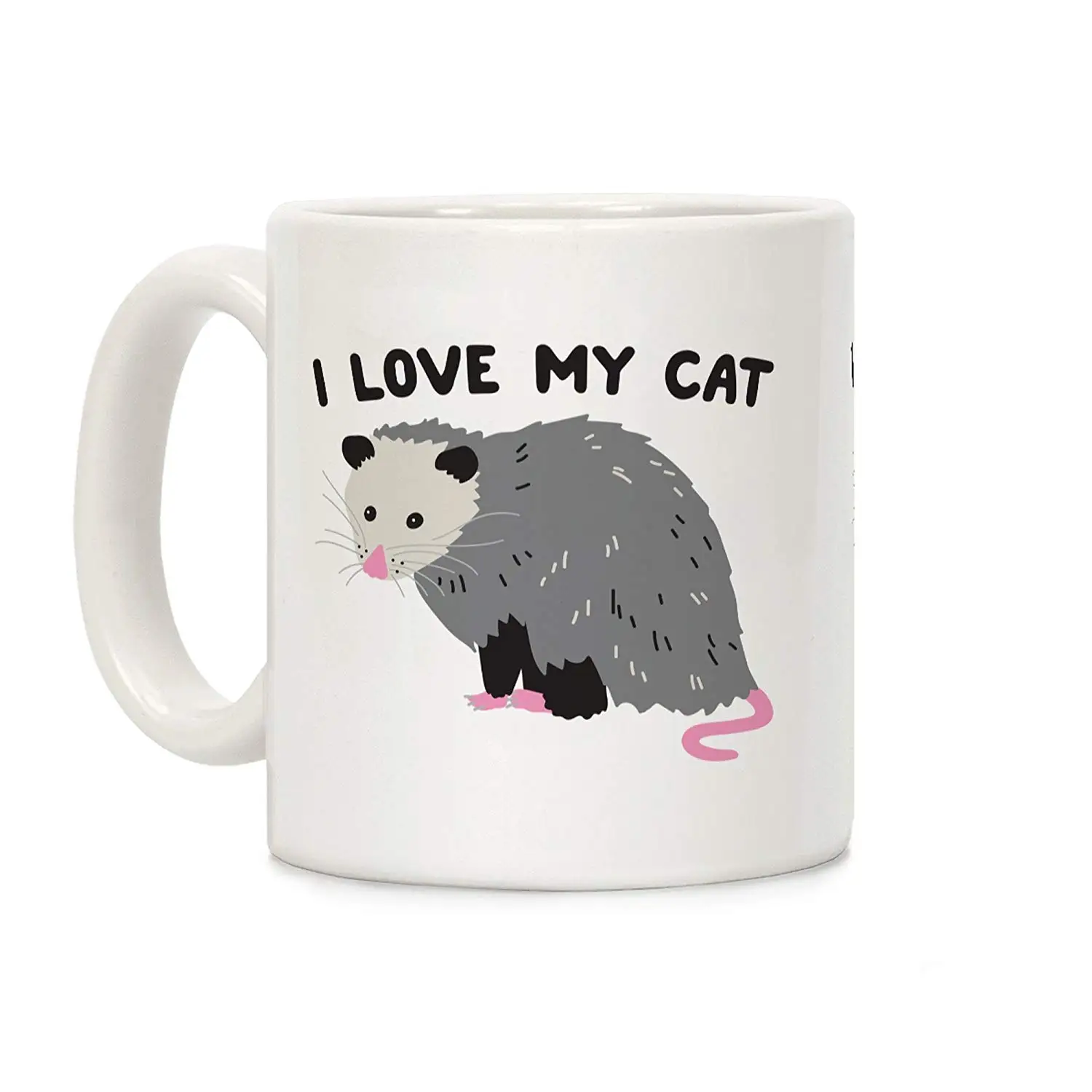 Белая керамическая кофейная кружка I Love My Cat Opossum 11 унций|Кружки| |
