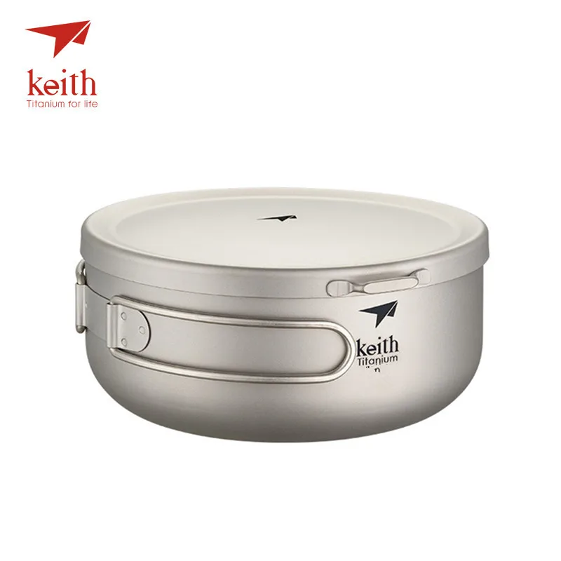 800ml Ti5327 Keith титановые складные миски Ланч-бокс с крышкой для походов на открытом воздухе кухонная миска, кухонная посуда для путешествий походные обеденные коробки 800 мл 1Л 1.2л - Цвет: 800ml Ti5327