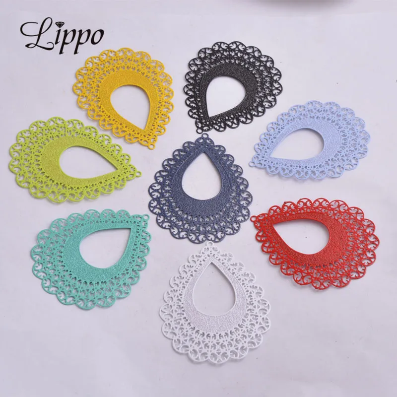 

30pcs AB3160 58*45mm Painted charms Big earings findings Flower Water Drop Pendant