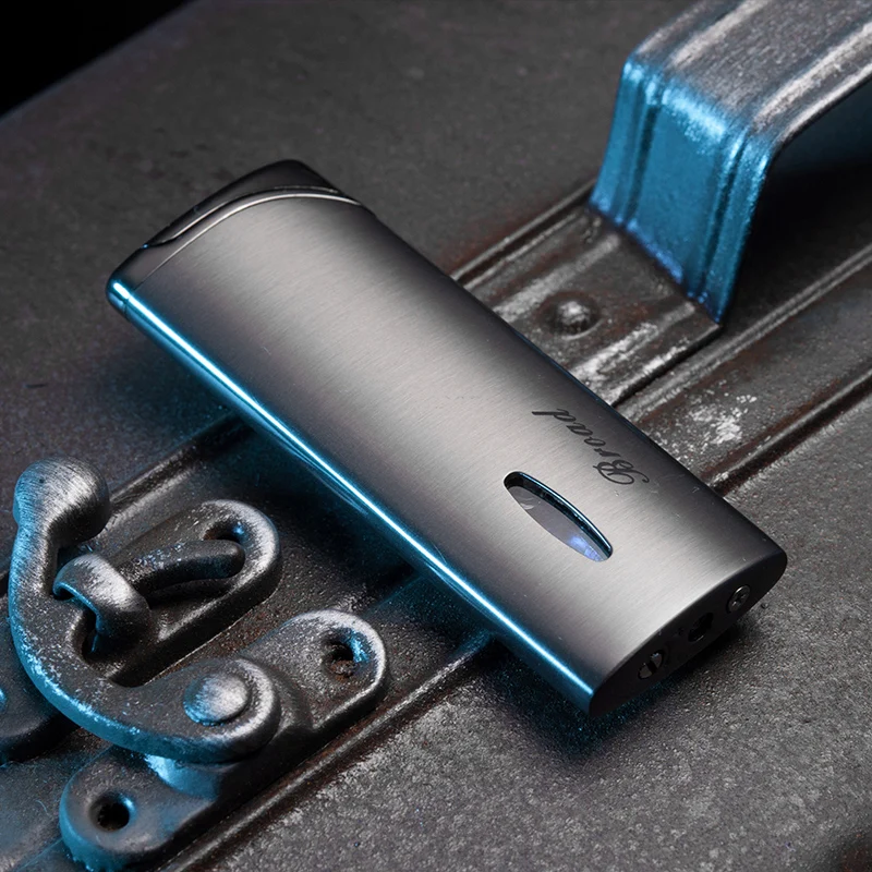 

Fashion attached present creative gas lighter Personality Visual window lighter windproof Compact Butane Jet Cigarette Lighter