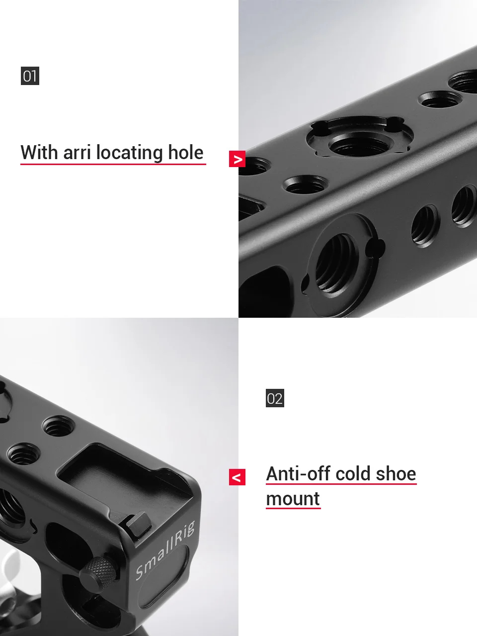 SmallRig адаптер для холодного башмака ручка для крепления DSLR камер и клеток с винтами для большого пальца+ 15 мм зажим для стержня универсальная рукоятка-2094