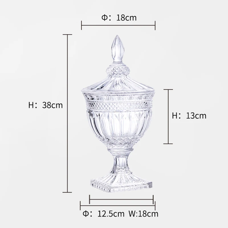 A2 38x12.5x18cm Европа высокие ноги стеклянная банка для конфет емкость для хранения пищи Отель Свадебный десерт обеденный стол shopwindow украсить прозрачную стеклянную банку - Цвет: A2 38x12.5x18cm