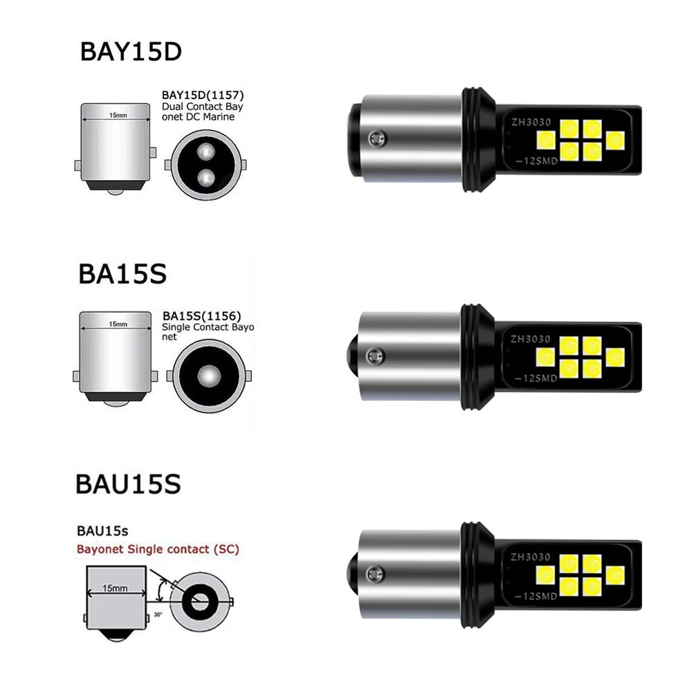 2 шт. P21W T20 Led PY21W W21/5 Вт BA15S BAU15S огни BAY15D 1157 1156 7443 12Led 3030 светодиодные лампы для автомобиля стоп-сигналы поворота фары 12V