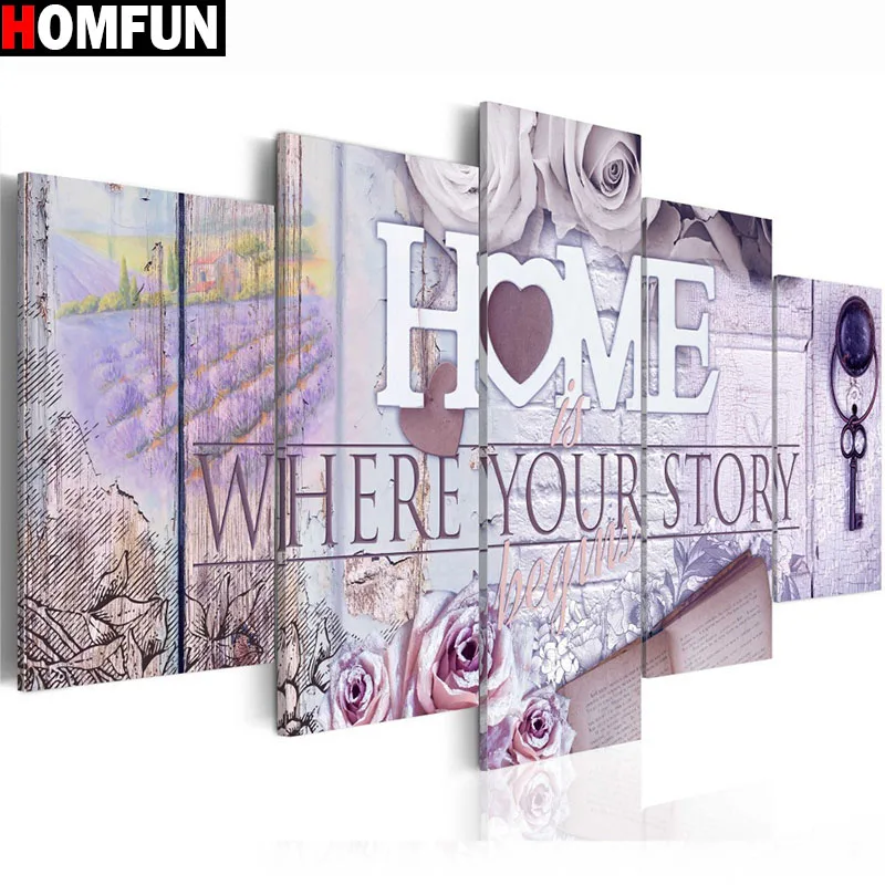 

Набор для алмазной вышивки HOMFUN A14836, картина «письма» с полными квадратными/круглыми стразами, 5D Декор «сделай сам», 5 шт.
