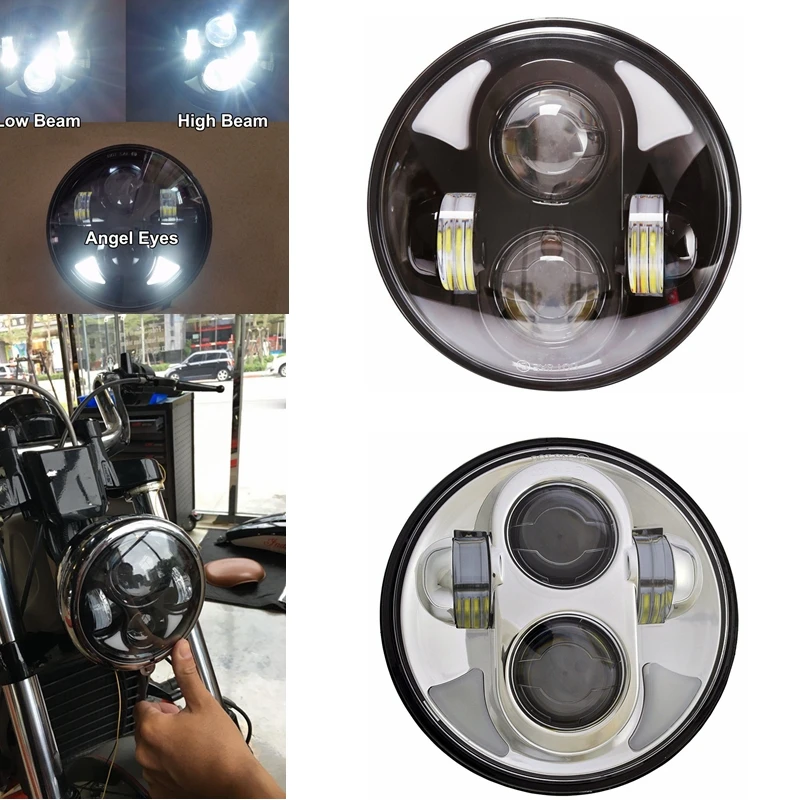 5,75 дюймов светодиодные фары Halo Кольцо DRL ангельские глазки для Harley Sportster Touring супер Glide Dyna Sportster Moto 5 3/" налобный фонарь