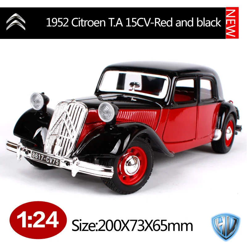 Винтажный Автомобиль Bburago 22017 1952 Citroen TA 15cv красный и черный цвета литой под