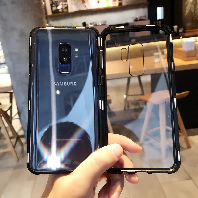 Магнитные Металлические жесткий прозрачный чехол для iPhone X 8 7 6 6 S Plus XS MAX XR чехол для samsung Galaxy S9 S8 плюс S7 края примечание 9 Примечание 8