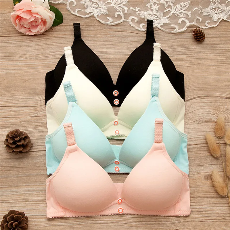 New Fashion Lady Womens Sexy Padded Push up Cotton Bras Youth Teenagers Girls Underwear Underclothes Solid Seamless Wire Free | Женская