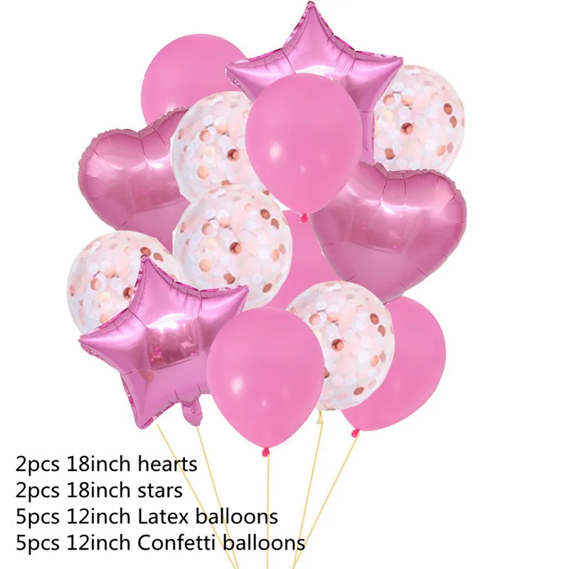 Balloon-14Pcs-Pink 16 дюймов с надписью Happy Birthday Фольга шар День рождения украшения, Детская рубашка для мальчика и девочки, товары для праздника Helum воздушные шары - Цвет: Balloon-14Pcs-Pink