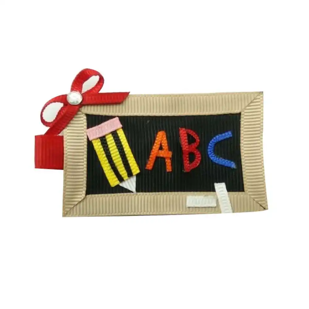 2 5 дюймов Симпатичные DIY ABC карандаш apple волосы банты для детей обратно в школу заколки для волос мультфильм девушки головные уборы аксессуары для волос - Цвет: 2