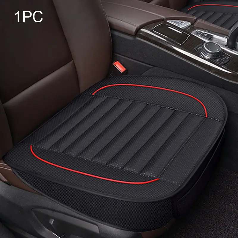 Black front 1pc Automobiles Seat Cover Interior Auto Accessories PU Leather Car Seat Cover Four Seasons Universal Protector Seats Cushion Sets - Название цвета: Black front 1pc