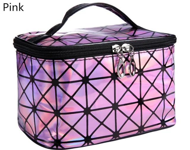 Pink Новая женская многофункциональная сумка для косметики Flash Diamond кожаный Органайзер косметическая сумка для хранения разных цветов на выбор - Цвет: Pink